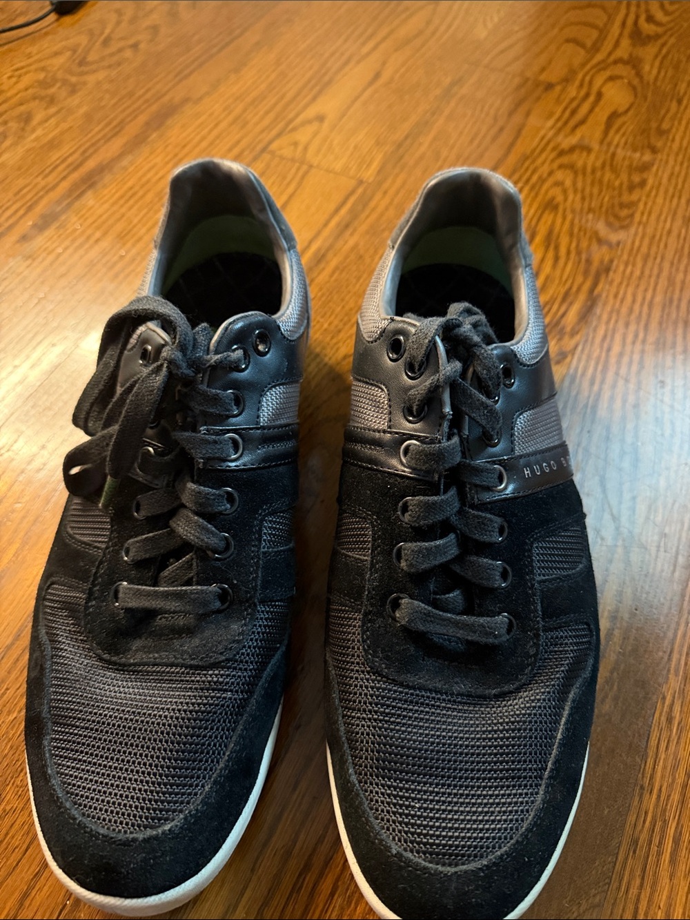 HUGO Black and Gray Men's Lace-Up Sneakers